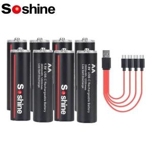 SOSHINE AA 2600MWH ������ ���͸� 2A 1.5V 2600MWH USB ��Ƭ ���͸� 1200 ȸ ����Ŭ ���� ��ü ���� ����