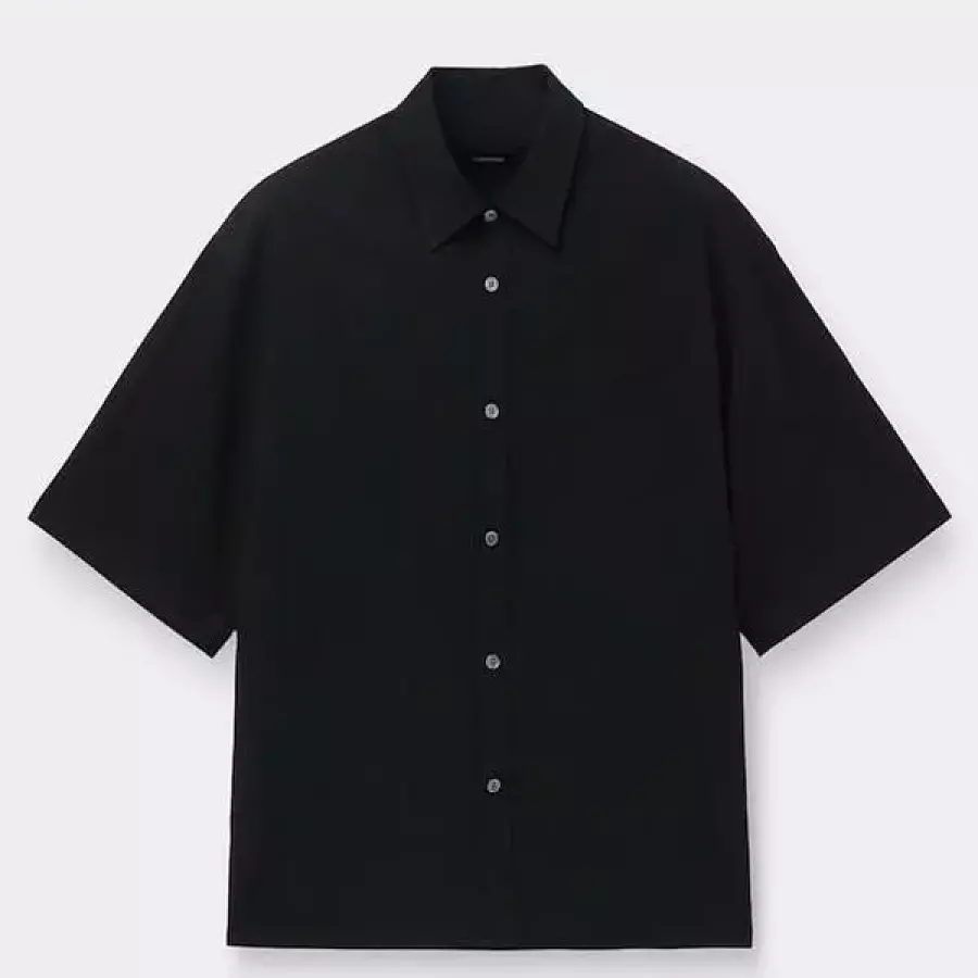 Black Oversized Pleasant Half Shirt CWSAM26311BKX