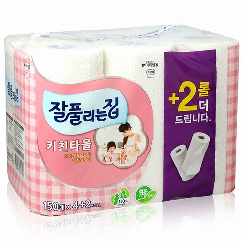 잘풀리는집 키친타월 150매 (6입) (4팩(24입))_이미지