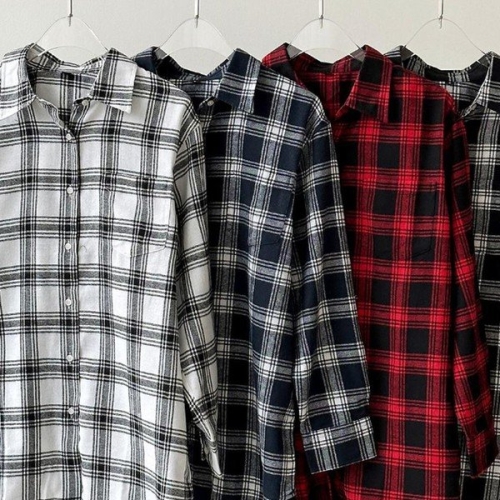 베이직체크패턴셔츠 409S636S 빅사이즈 여성의류_이미지