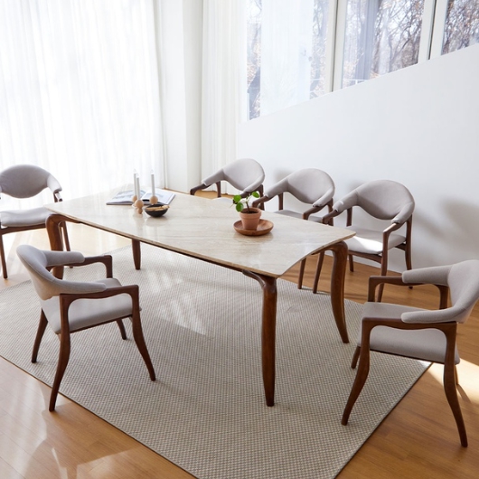 하우드 이태리 천연 대리석 애쉬원목 식탁 1650