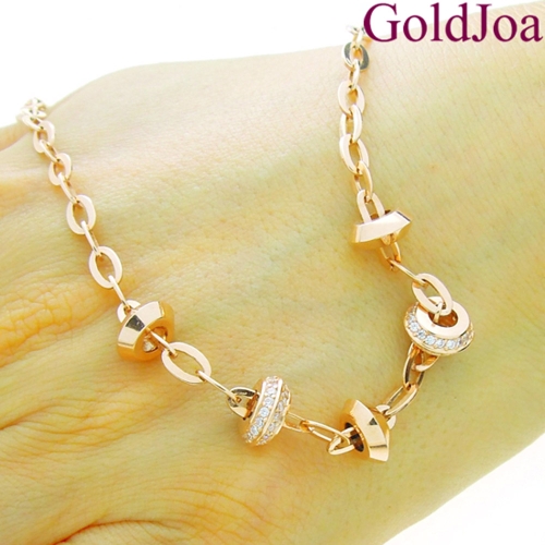 14K 럭셔리 세련된 체인 큐빅 팔찌 lov-10964b