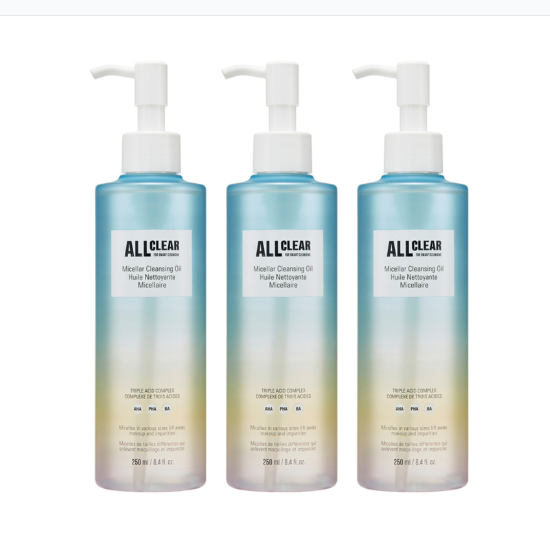 LG생활건강 더페이스샵 올클리어 미셀라 클렌징 오일 250ml (3개)