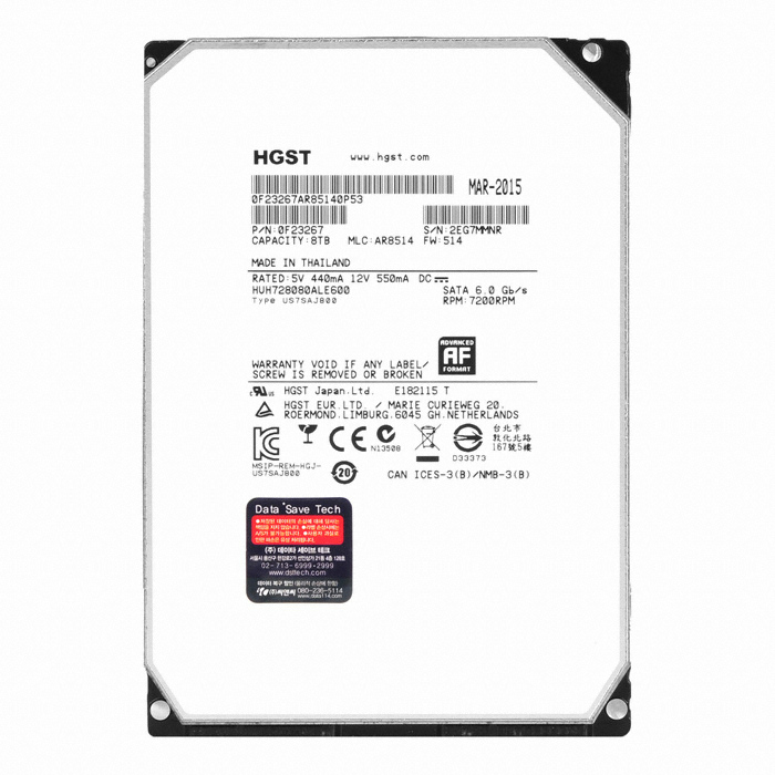 HGST Ultrastar He8 7200/128M (HUH728060ALE600, 6TB)_이미지