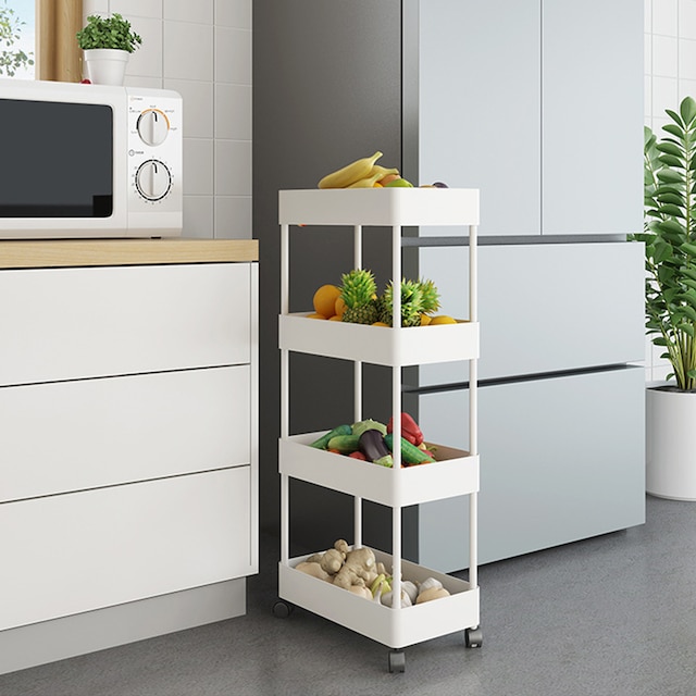 브이앤비리빙 ABS무빙 4단 수납선반 이동식 트롤리