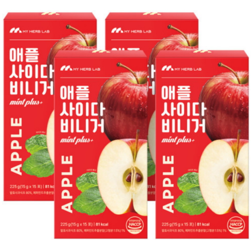 에이치엔에프 마이허브랩 애플 사이다 비니거 민트 플러스 225g (15g x 15포) (4개)_이미지