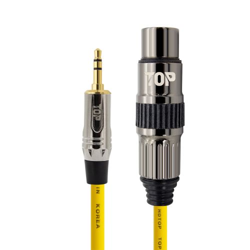 탑라인에이치디 HDTOP 3.5mm to XLR암 스테레오 메탈옐로우 케이블 (2m, HT-TP4724)_이미지