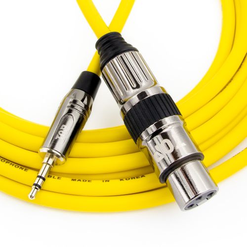 탑라인에이치디 HDTOP 3.5mm to XLR암 스테레오 메탈옐로우 케이블 (2m, HT-TP4724)_이미지