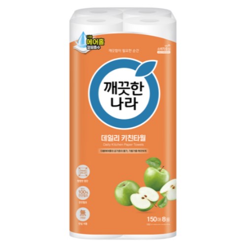 깨끗한나라 데일리 키친타월 150매 (8입) (2팩(16입))