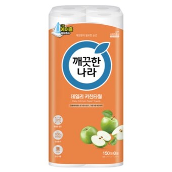 깨끗한나라 데일리 <b>키친</b>타월 150매 (8입)