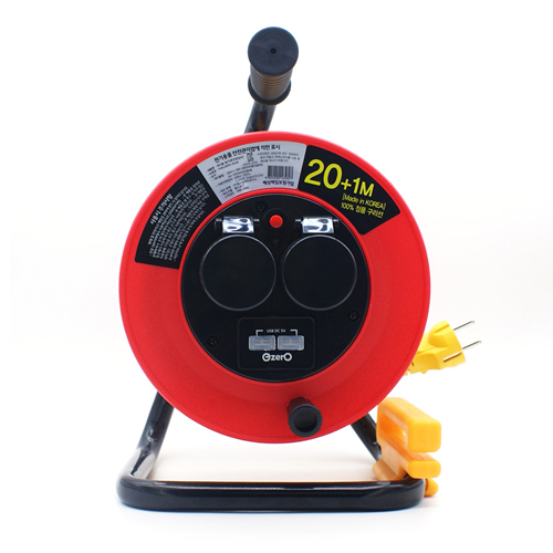 펄스일렉트로닉스 이제로 컴팩트 2구 방우형 컴팩트 전선릴 USB내장형