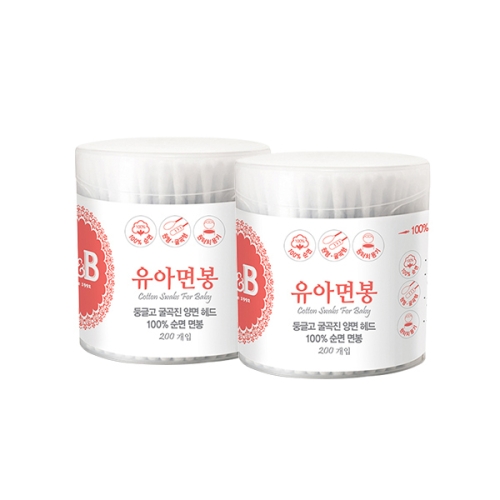 보령메디앙스 B&B 비앤비 유아용 면봉 원형 200P (2개)
