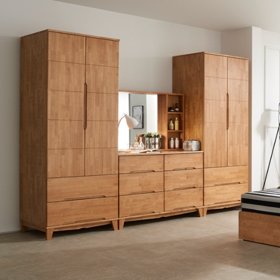 아름이와다움이 에센스 고무나무원목 옷장+화장대+옷장세트 2800