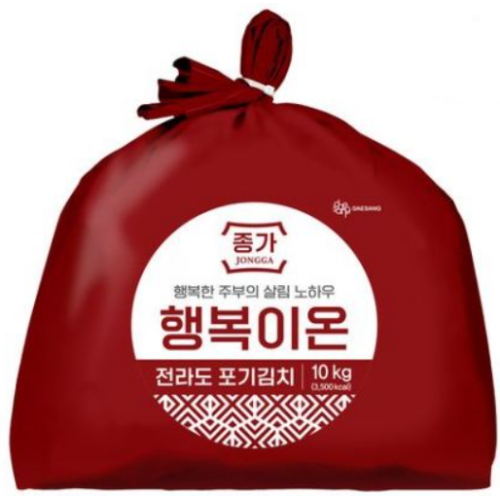 대상 종가 행복이온 전라도 포기김치 10kg (1개)