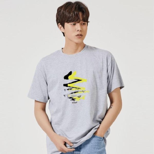 붓 터치 그래픽 캐쥬얼 반팔티 W7DF6E5