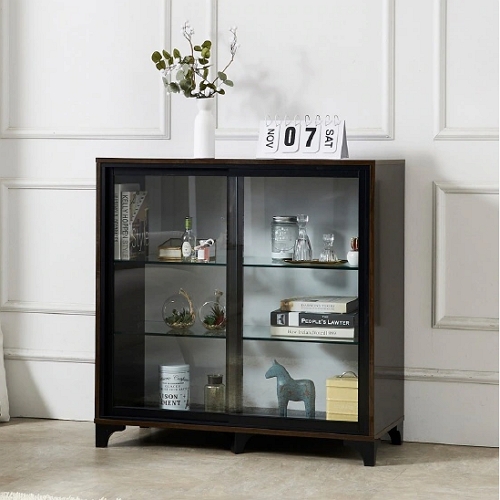 이지 슬라이드 3단 유리 장식장 900