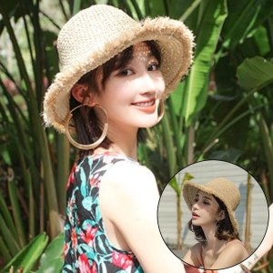 W742BB7 여성 여자 여름 가을 여행 밀짚 벙거지 모자 챙모자 벙거지모자 여자버킷햇 여름버킷햇 파나마햇 복수할인