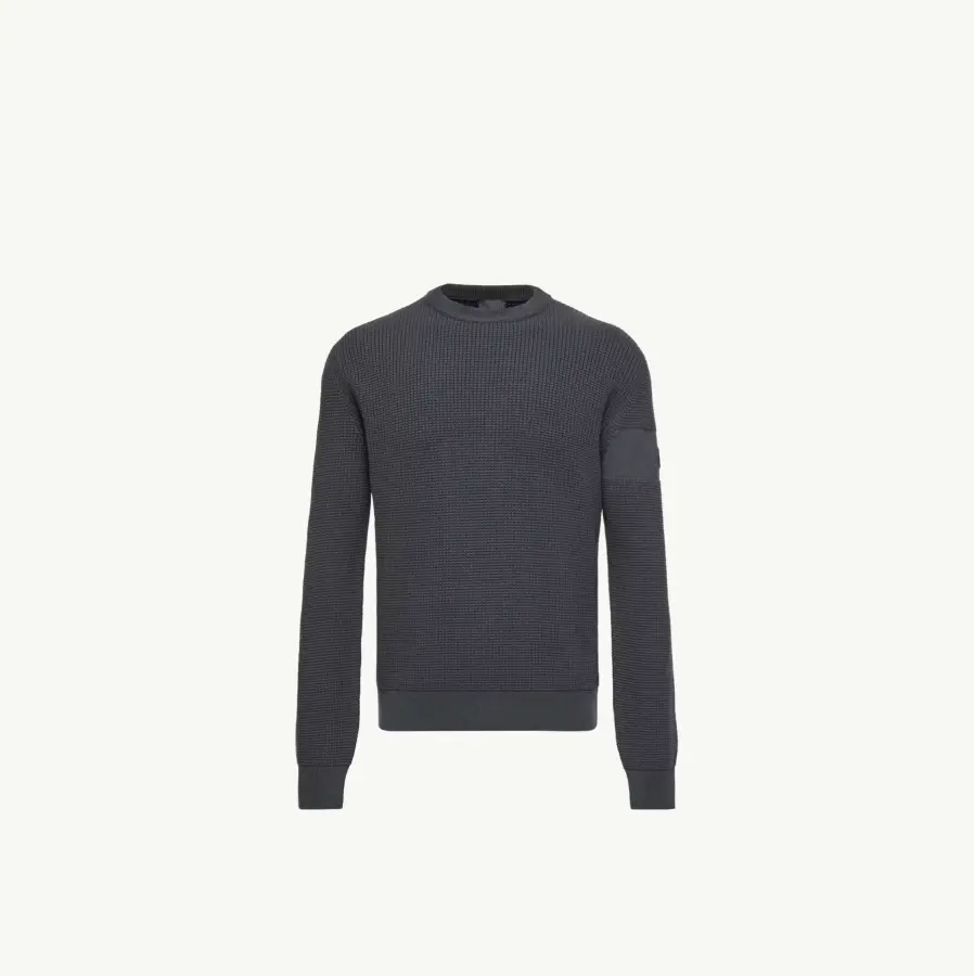 몽클레르 국내A/S가능 로고 패치 울 100% 남성 니트 티셔츠 그레이 L10919C