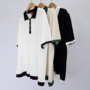 강물처럼 빅사이즈사랑해요 S219L406 딜리카라배색라인니트티 RM_이미지