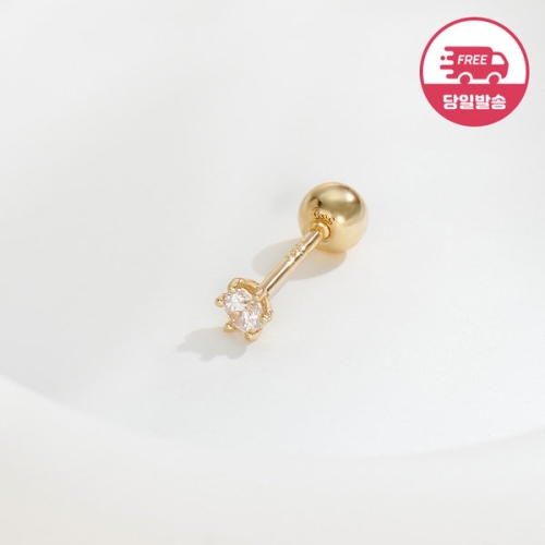 14K 심플 육발 큐빅 피어싱 2mm 한쪽 JAE40480