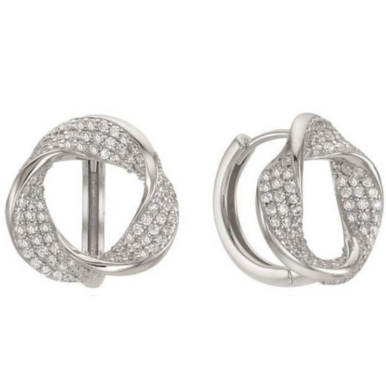 OST 버메일 웨이브 파베 큐빅 귀걸이 OTS122501QWW_이미지