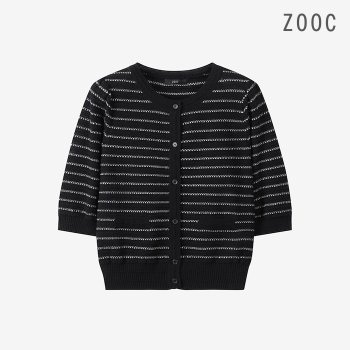  ZOOC 여성 스트라이프 라운드 가디건 Z252KSL302