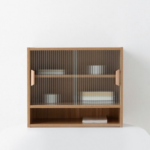 마켓비 FIKK 2문 슬라이딩 도어 유리 미니 수납장 550