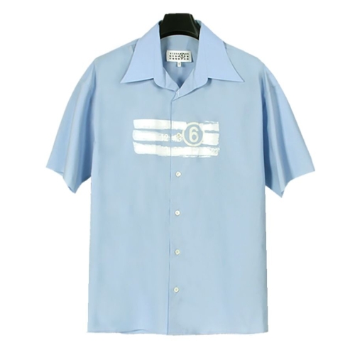메종마르지엘라 MM6 남성 로고 반팔 셔츠 SH2DR0004 M35256 479 LIGHT BLUE MSC056_이미지