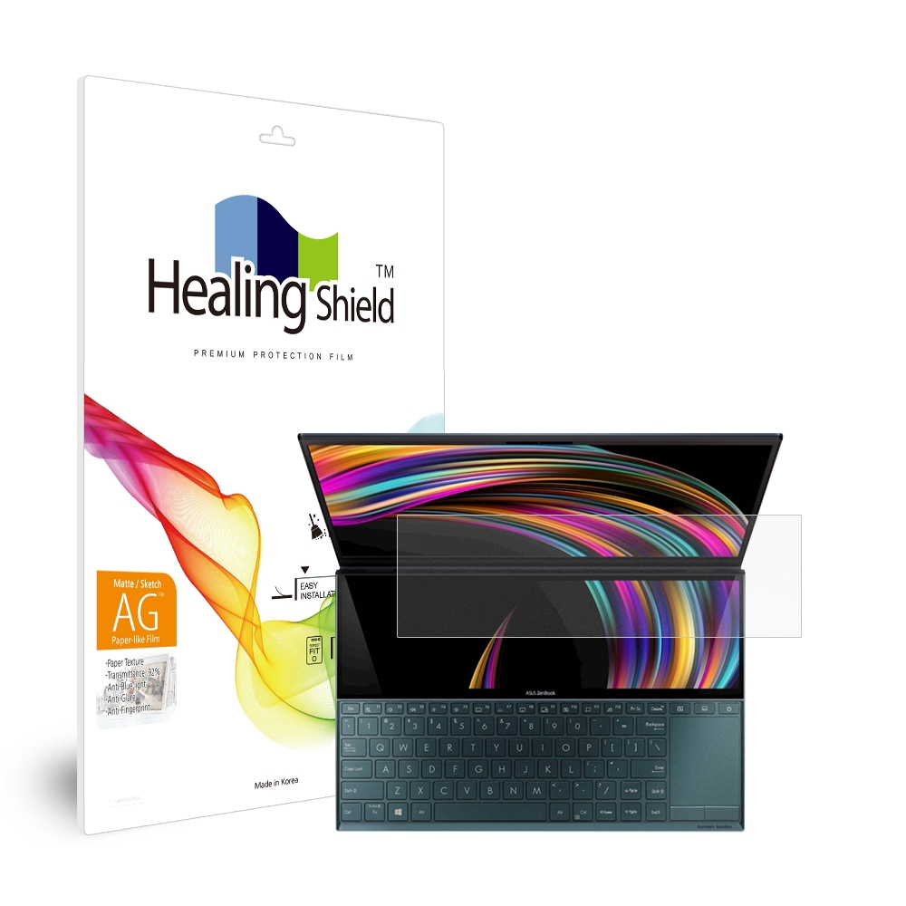 폰트리 힐링쉴드 ASUS 젠북 듀오 UX481FL (스크린패드) 종이질감 지문방지 블루라이트차단 액정보호필름_이미지