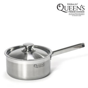 키친아트 통3중 퀸즈 스텐 편수냄비 (18cm)_이미지