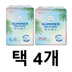 유한킴벌리 좋은느낌 썸머 에디션 데이패드 중형 36개 (4팩(144개))
