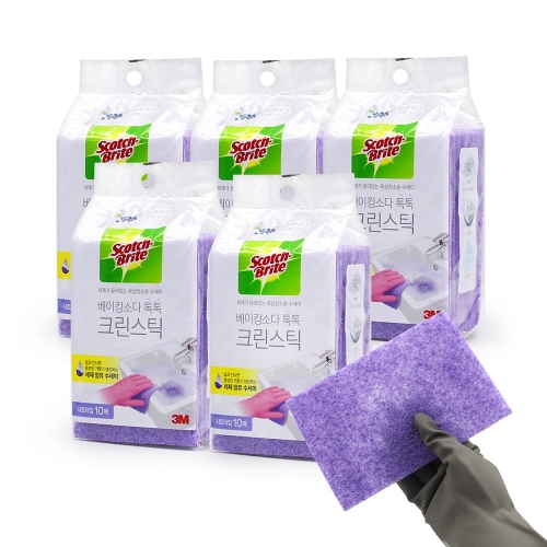 스카치브라이트 베이킹소다 톡톡 크린스틱 시트타입 10매 (5개)_이미지