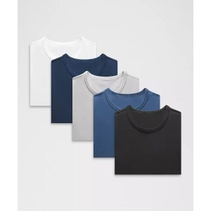오가닉 코튼 클래식-핏 티셔츠 5 팩 블랙/화이트/실버 드롭/클럽 블루/블루 트윌 1754348
