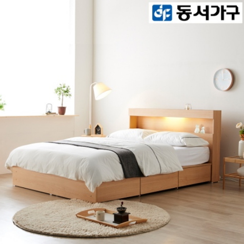 동서가구 이즈 카이 수납 LED침대 SS (볼케미컬50T독립)