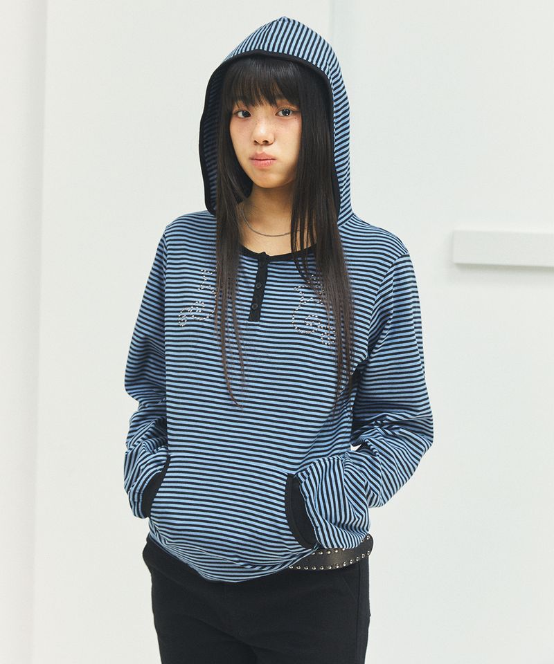 CAVISH W STUD STRIPED HOODIE NAVY CV2FFFM403A 네이비 M
