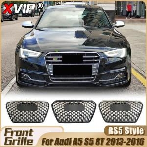 아우디 XVIP 실버 프레임 프론트 레이싱 그릴 크롬 링 A5 S5 8T 2013-2016 광택 블랙 스타일 어퍼_이미지