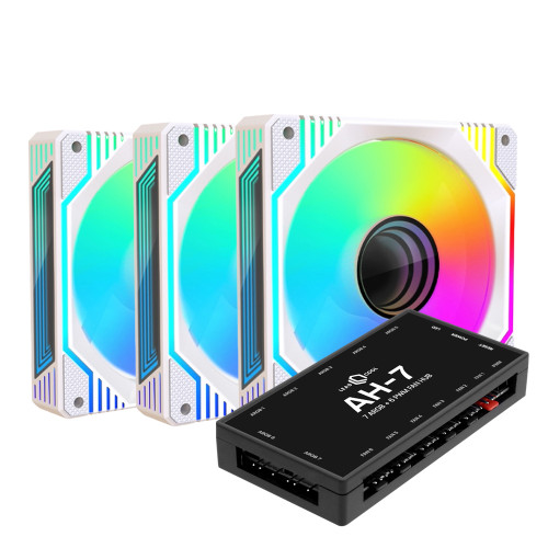 AONE STORM INFINITY ARGB PWM 120 리버스 KIT (컨트롤러/3팩, 화이트)_이미지