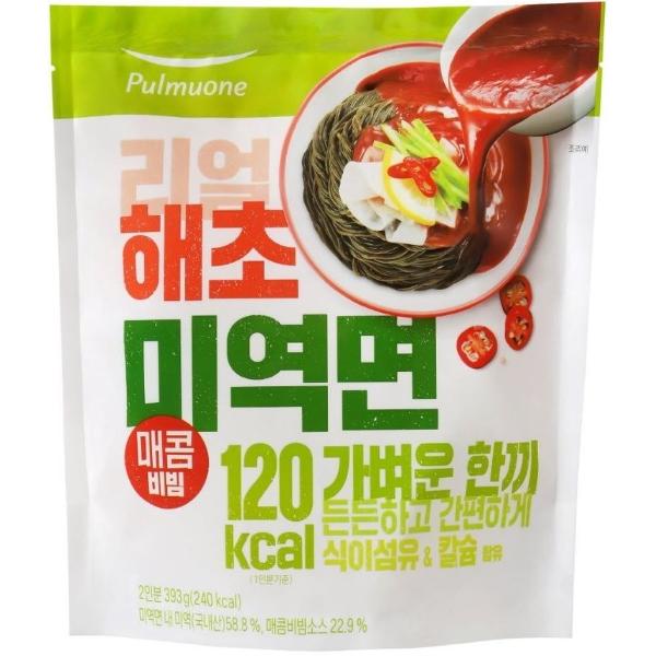 풀무원 리얼 해초 미역면 매콤비빔 393g (4개)_이미지