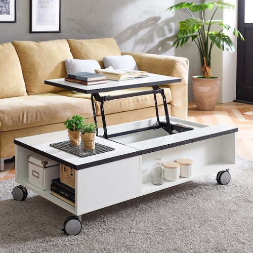 모로 브리즈 바퀴형 리프트업 거실 소파테이블 1200