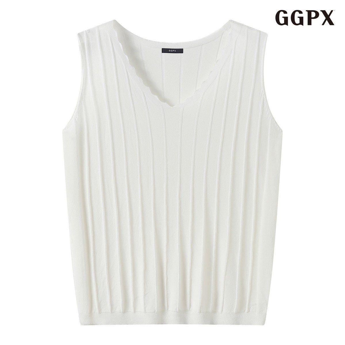  GGPX 여성 브이넥 슬림 골지 베스트 니트 GQBKT040D