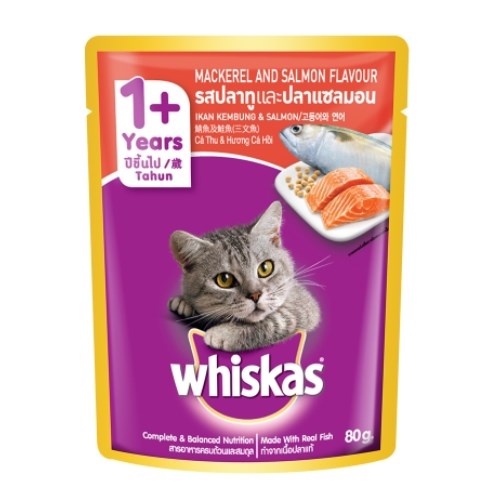 위스카스 고등어와 연어 파우치 80g (6개)_이미지