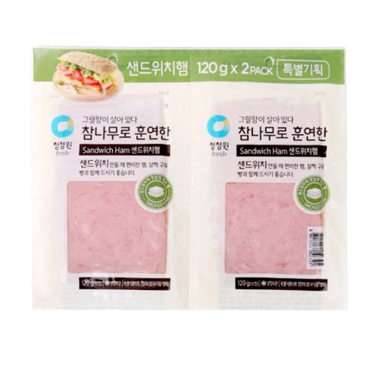 대상 청정원 참나무로 훈연한 샌드위치햄 120g (2개)_이미지