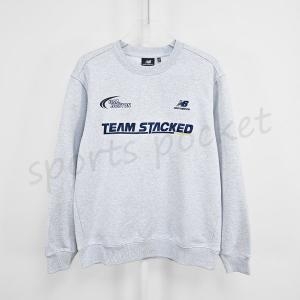 NBNCD42923 라이트 그레이 UNI TEAM STACKED 기모 맨투맨 SEMI-OVER FIT 남여공용 기모티셔츠