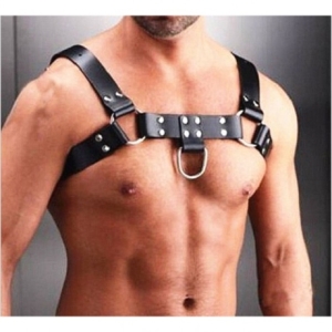 [불명] 사람하네스 110809 소품 펑크룩 가죽 스트랩 고딕 하라주쿠 체인 멜빵 블랙 무대 가죽_이미지