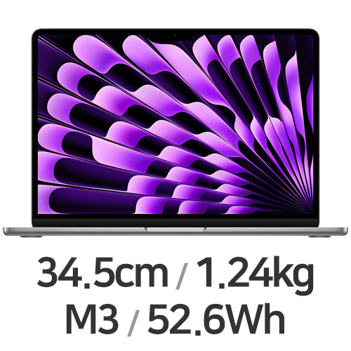 APPLE 맥북에어13 M3 8코어 CPU, 10코어 GPU 그레이 (램24GB, SSD 512GB)