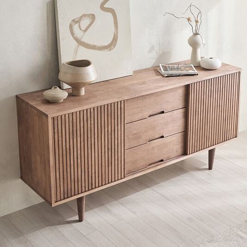 핀란디아 몬테 원목 슬라이딩 높은 거실장 1600_이미지