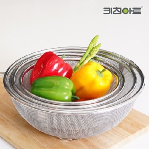 스텐 원형 채반 뜰채 원형 믹싱볼 4종세트