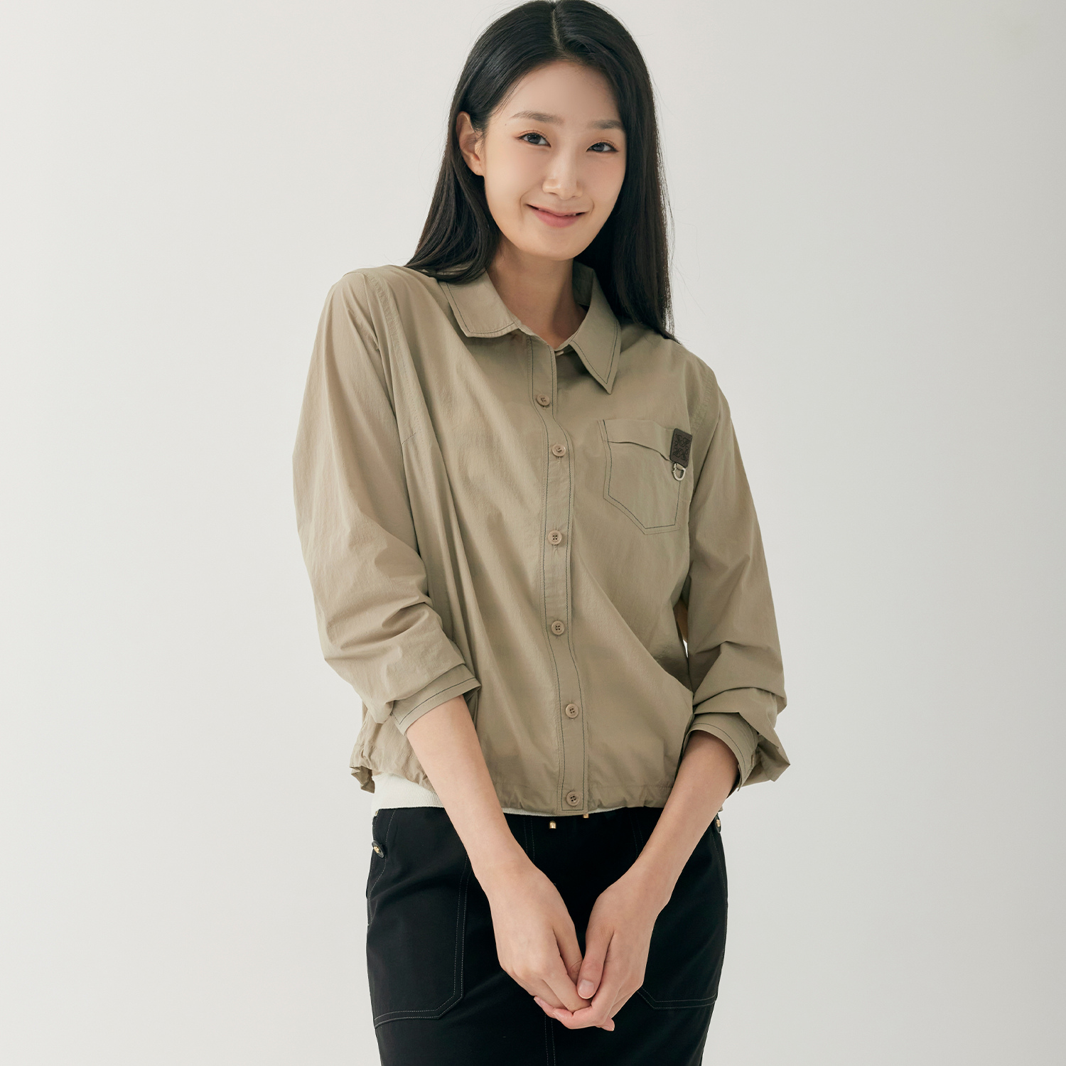 지센 2컬러 아우터형 밑단 턱 셔츠 LCWSO827_이미지