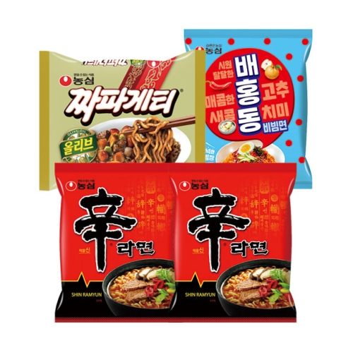 신라면10개 + 짜파게티5개 + 배홍동비빔면4개