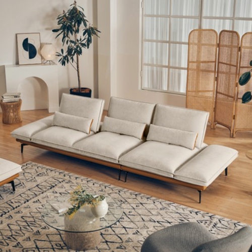 에싸 볼튼 하프스윙기능 구스 카시미라 패브릭 소파 4인용 (스툴별도)